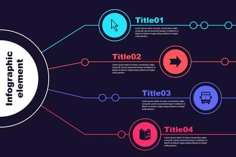 Set Pixel arrow cursor, Arrow, Bus and Audio book. Business infographic template Illustrazione stock