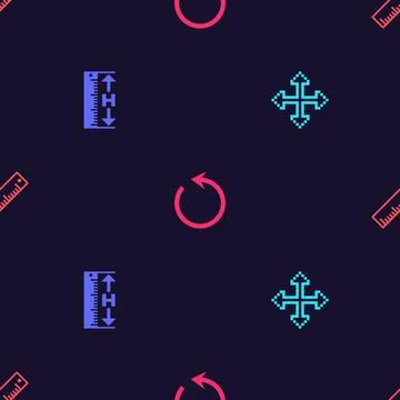 Set Pixel arrows in four directions, Measuring height and length, Refresh and イラスト素材