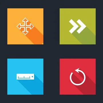 Set Pixel arrows in four directions, Arrow, Ruler and Refresh icon. Vector イラスト素材