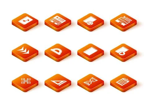 Set Pixel arrows in four directions, Triangular ruler, Arrow, Protractor grid Stock Illustration