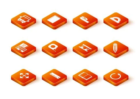 Set Pixel arrows in four directions, Ruler, Mall or supermarket building Ilustración de archivo