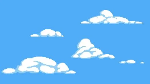 Set of pixel art clouds for game backgrounds. Fluffy cumulus sprites, cartoon Stock Illustration