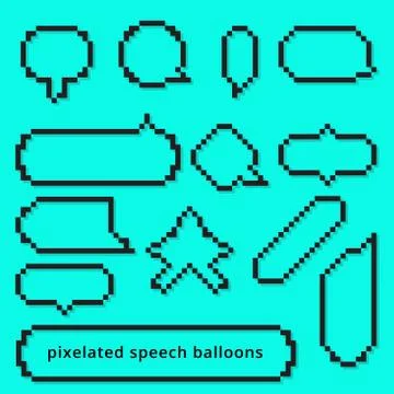 Set Pixel art style gameing speech bubble seamless vector Stock Illustration