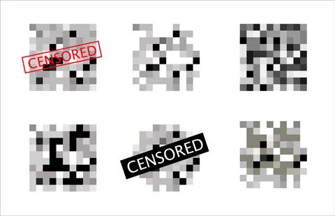 Set of Pixel censored signs. Censor bar concept. Censorship rectangle. Art Stock Illustration