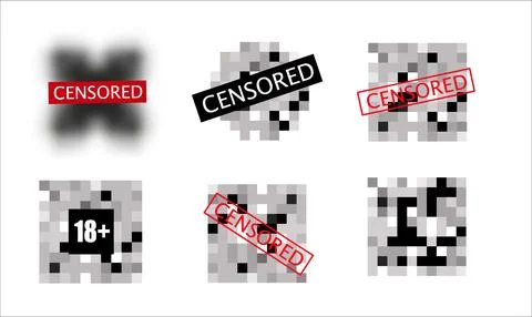 Set of Pixel censored signs. Censor bar concept. Censorship rectangle. Art Illustrazione stock