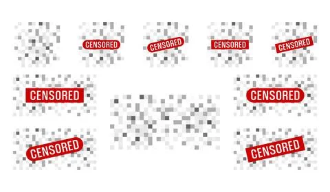 Set of pixel censored signs elements Stock Illustration