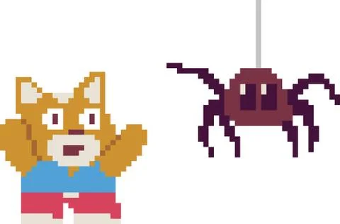Set of pixel characters in art style Stock Illustration