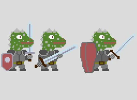 Set of pixel characters in art style Stock Illustration