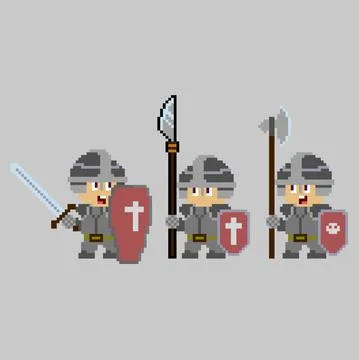 Set of pixel characters in art style Stock Illustration