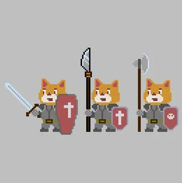 Set of pixel characters in art style Stock Illustration