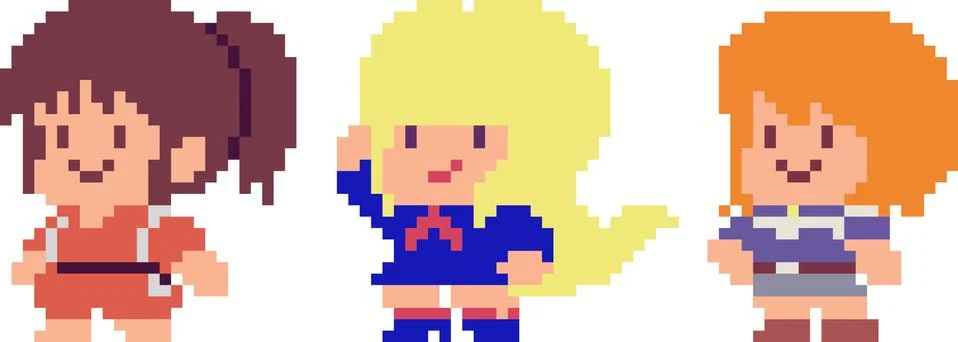 Set of pixel characters Stock Illustration