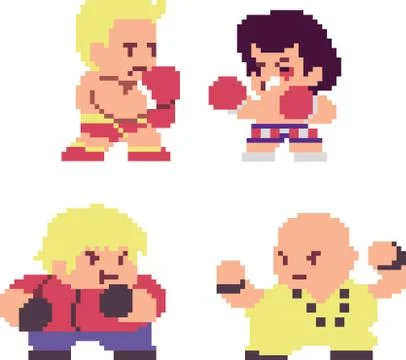 Set of pixel characters Stock Illustration