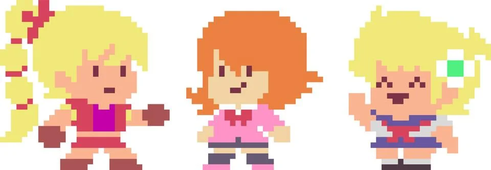 Set of pixel characters Stock Illustration