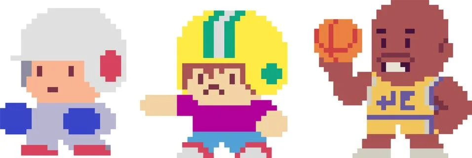 Set of pixel characters Stock Illustration