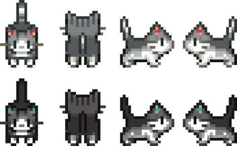 Set of pixel characters Stock Illustration