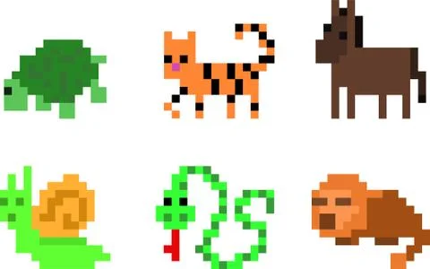 Set of pixel characters Stock Illustration