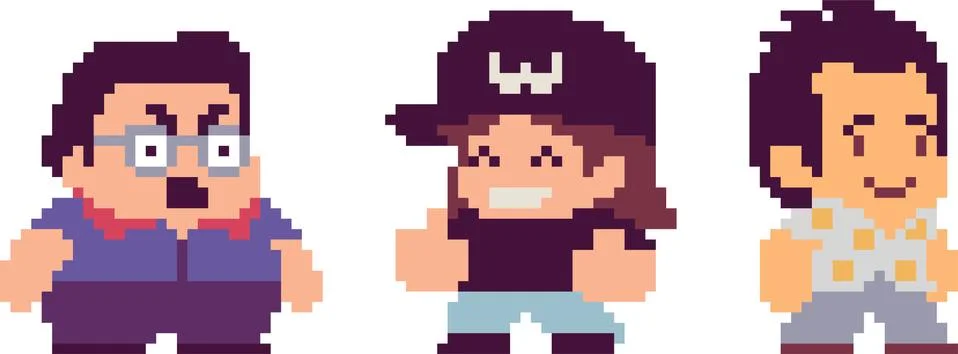 Set of pixel characters Stock Illustration