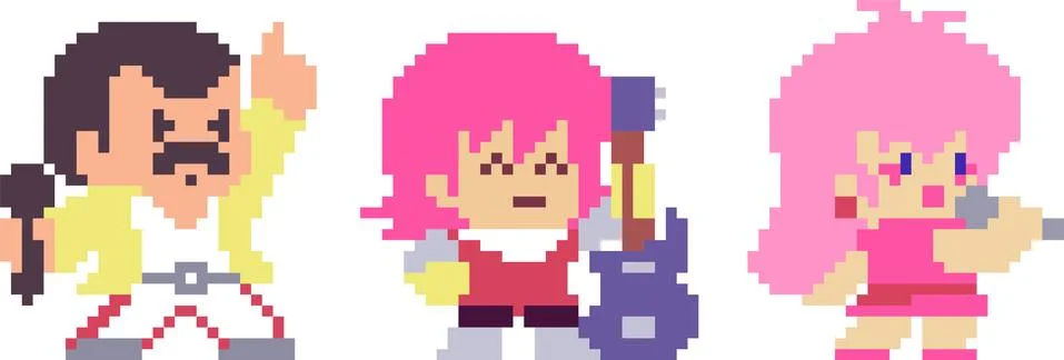 Set of pixel characters Stock Illustration