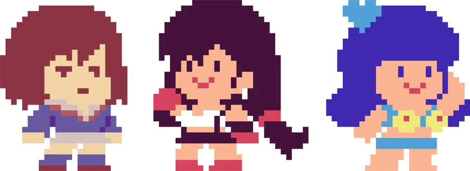 Set of pixel characters Stock Illustration