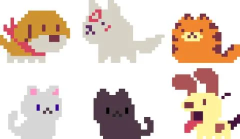 Set of pixel characters Stock Illustration