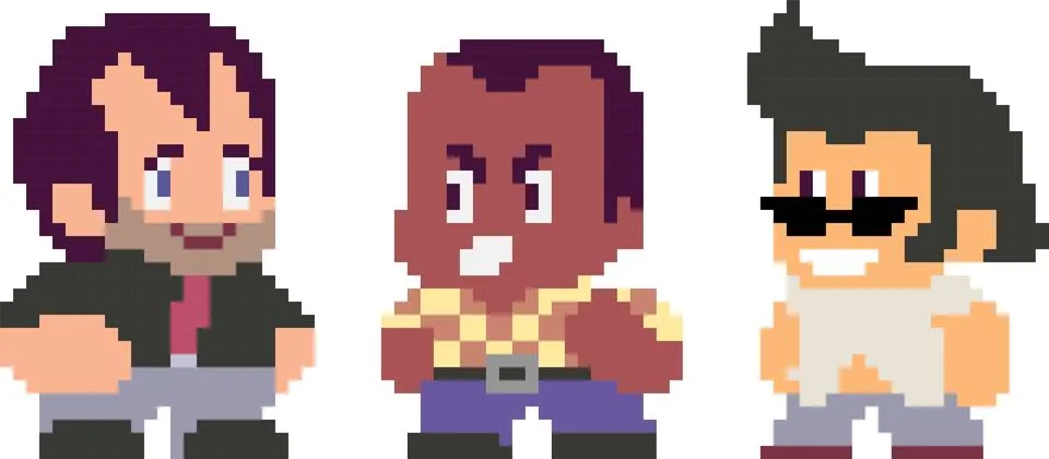 Set of pixel characters Stock Illustration