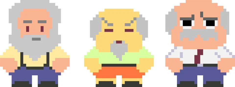 Set of pixel characters Stock Illustration