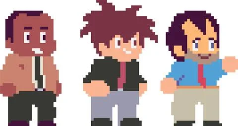 Set of pixel characters Stock Illustration