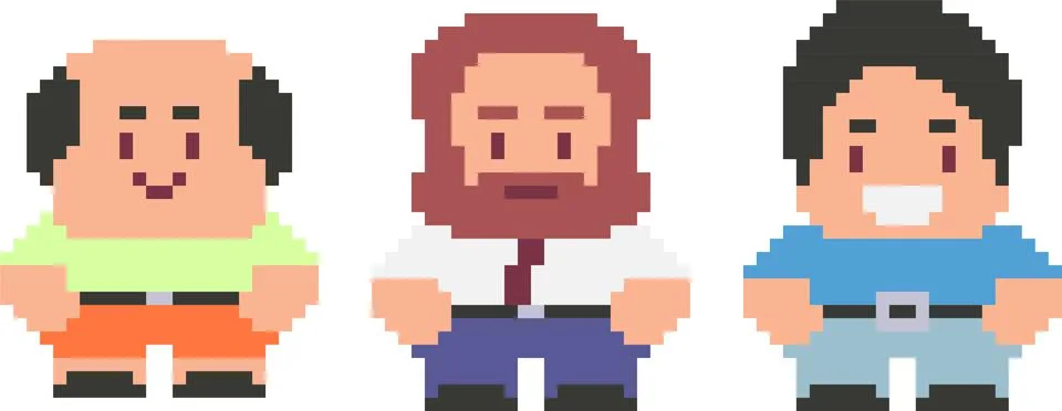 Set of pixel characters Stock Illustration