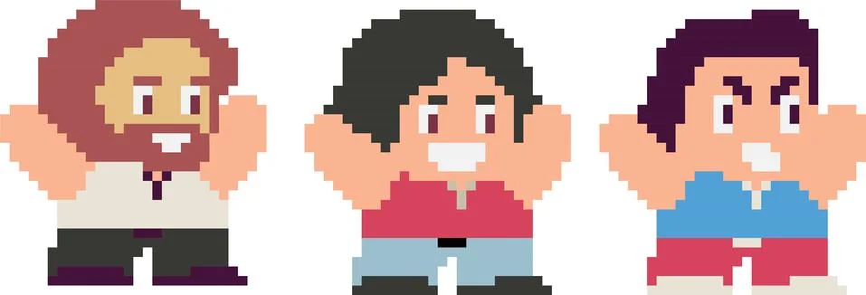 Set of pixel characters Stock Illustration