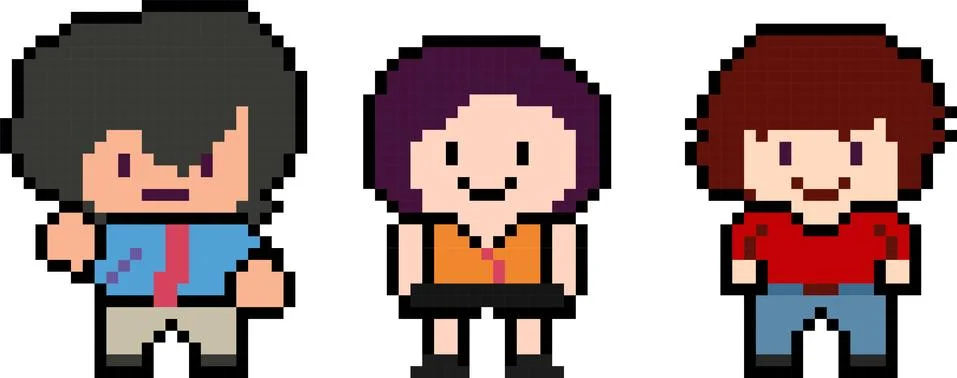 Set of pixel characters Stock Illustration