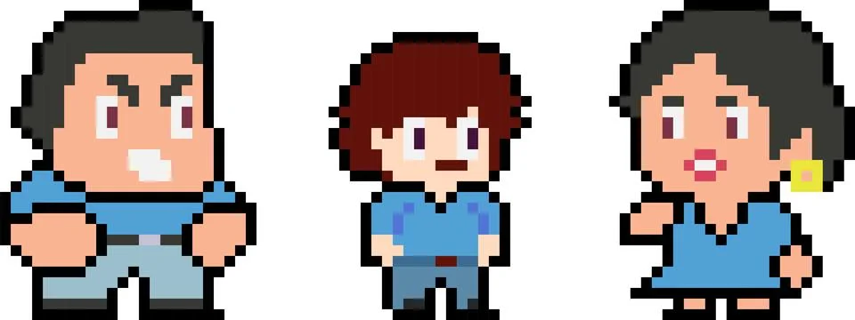 Set of pixel characters Stock Illustration