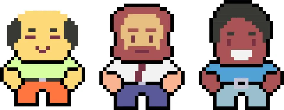 Set of pixel characters Stock Illustration