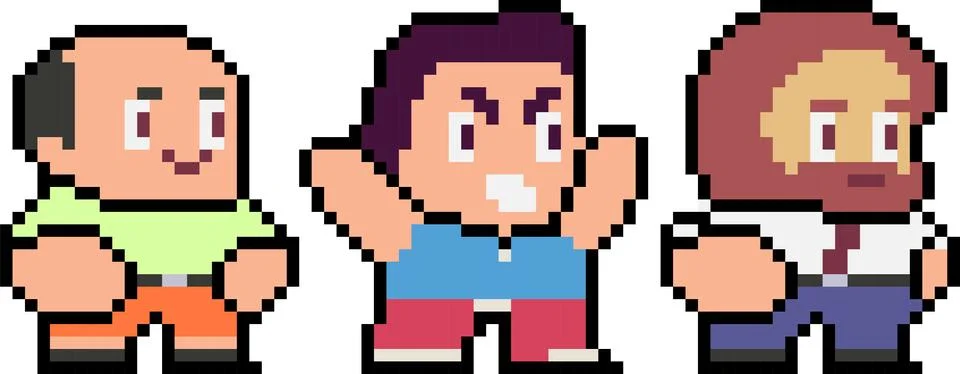 Set of pixel characters Stock Illustration