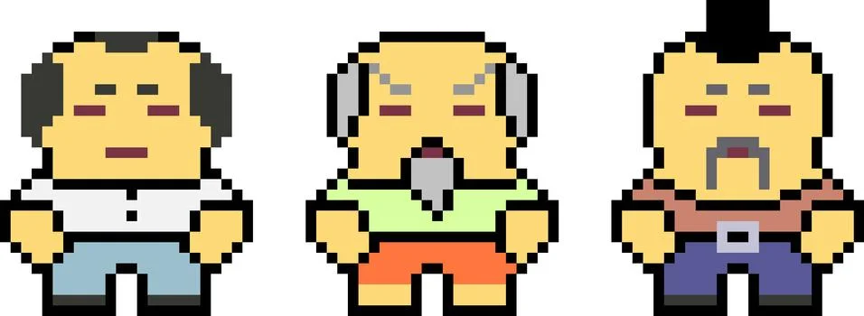 Set of pixel characters Illustrazione stock