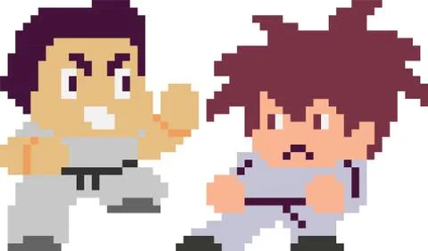 Set of pixel characters Stock Illustration