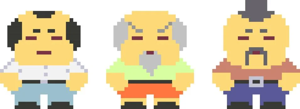 Set of pixel characters Stock Illustration