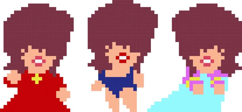 Set of pixel characters Stock Illustration