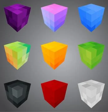 Set pixel cubes Stock Illustration