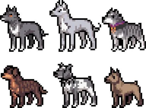 Set of pixel dogs Stock Illustration