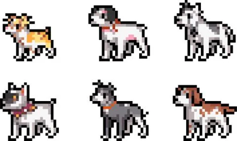 Set of pixel dogs Stock Illustration