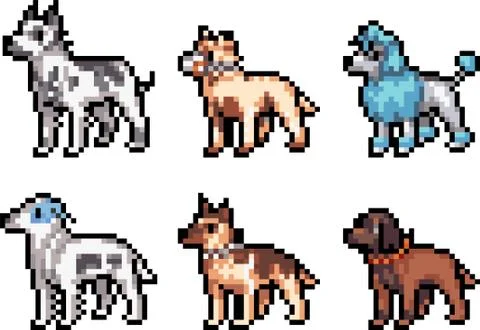 Set of pixel dogs Stock Illustration