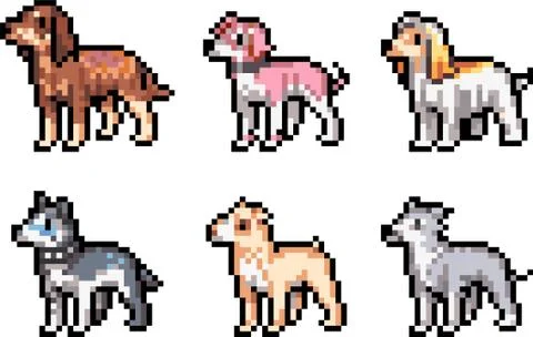 Set of pixel dogs Illustrazione stock