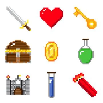 Set of pixel games Stock Illustration