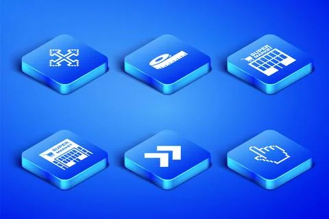 Set Pixel hand cursor arrows in four directions Arrow Supermarket building Ta Ilustración de archivo