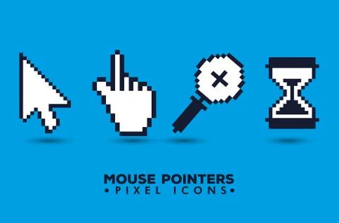 Set pixel mouse cursor icon Ilustração Stock