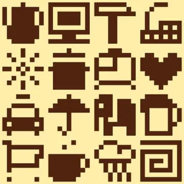 Set of pixel objects. Vector pattern 스톡 일러스트