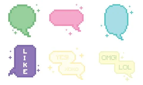 Set of pixelated comic speech bubble chats Vector Illustration