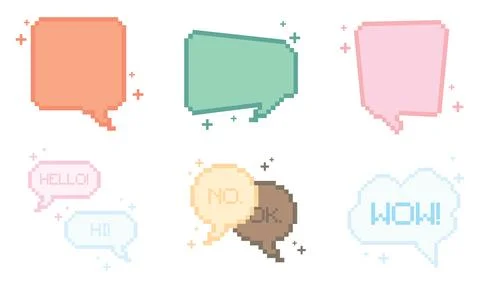 Set of pixelated comic speech bubble chats Vector Illustration