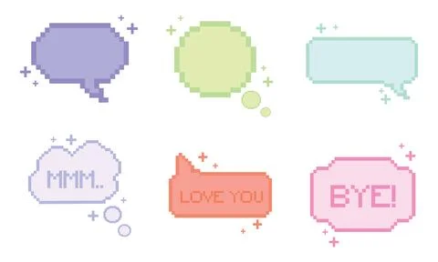 Set of pixelated comic speech bubble chats Vector Stock Illustration