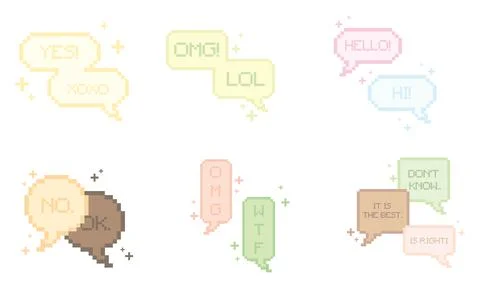 Set of pixelated comic speech bubble chats Vector Illustration